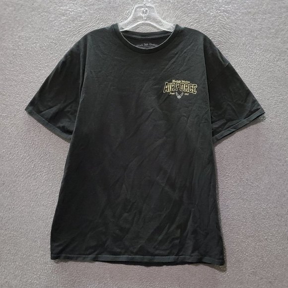 US Air Force Men Shirt XL Black‎ Logo Black Ink Design America Flag Graphic Tee - Picture 1 of 7